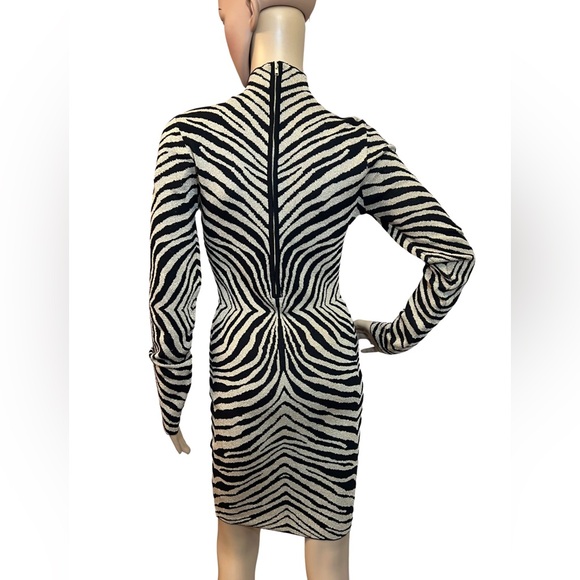 Akira NWT Black Gold Shimmer Zebra Print Body-con Knit Mini Dress (0458) - Picture 7 of 12